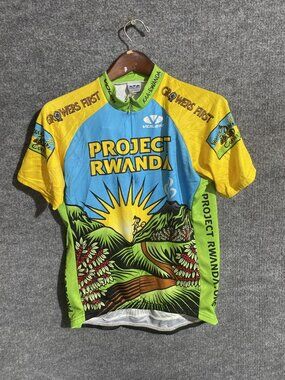 Voler Project Rwanda Cycling Jersey Mens Small Multicolor Short Sleeve Full Zip